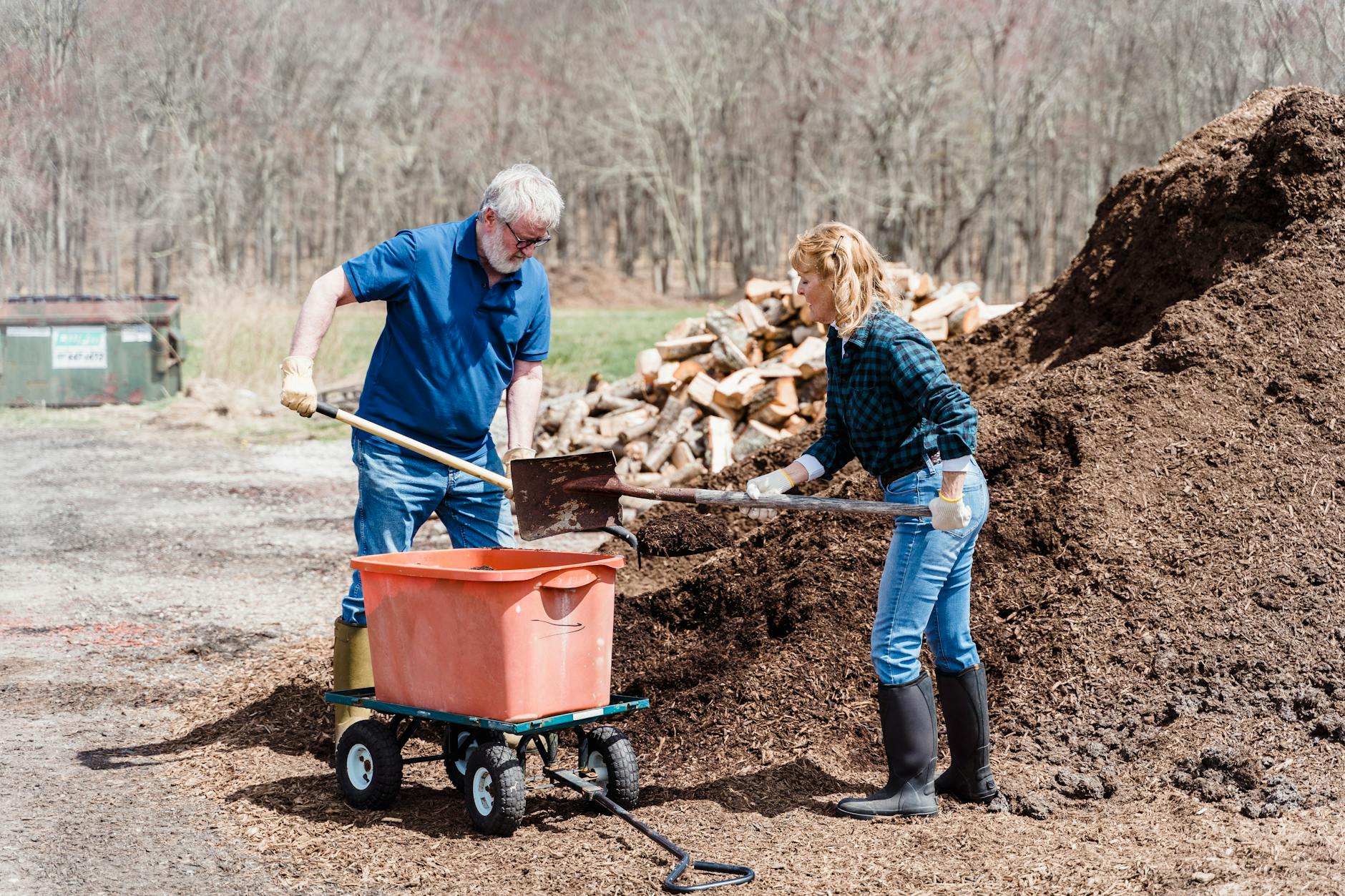 Retired couple enjoying their garden