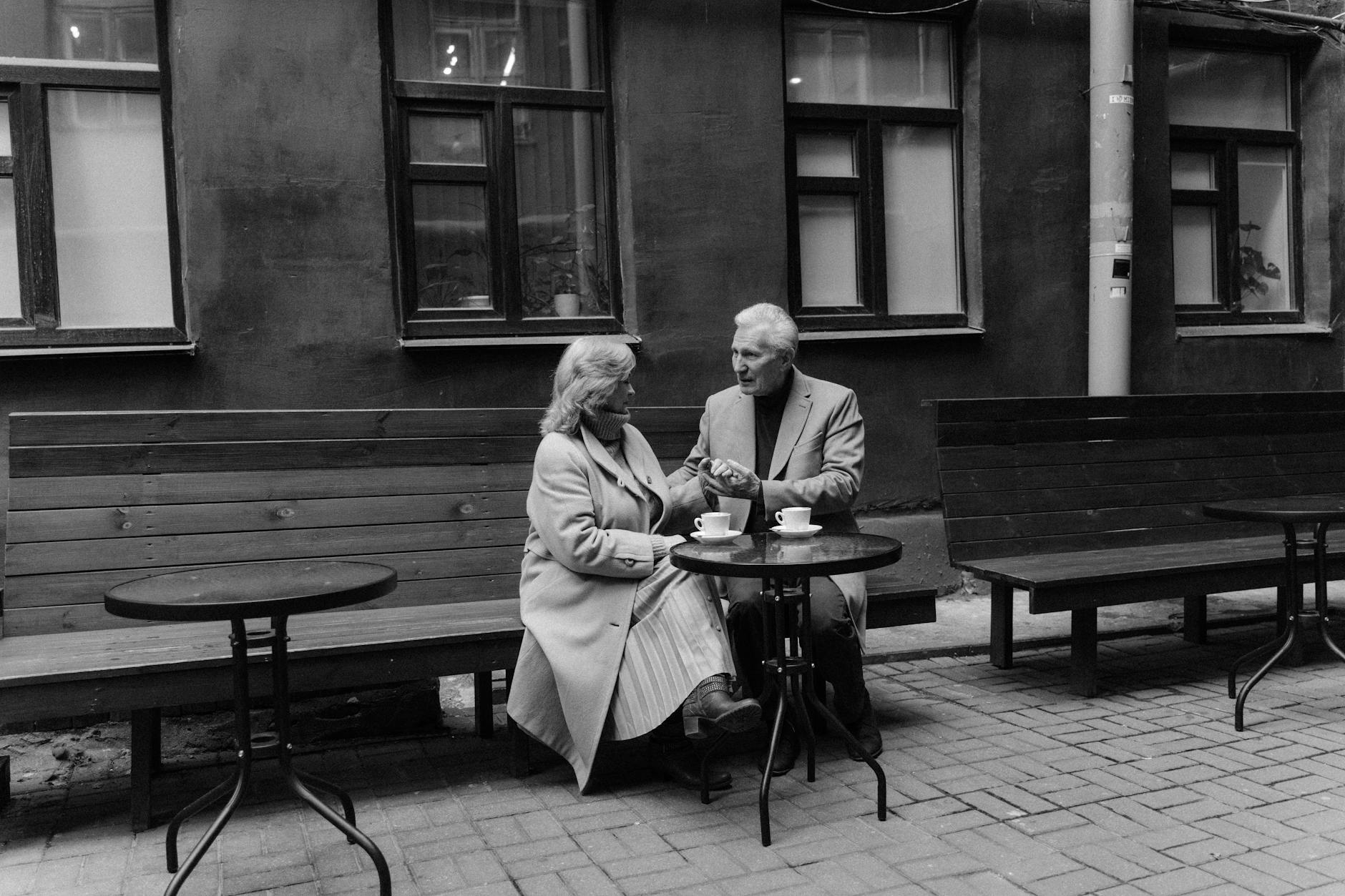 Elderly Couple Garden Bench