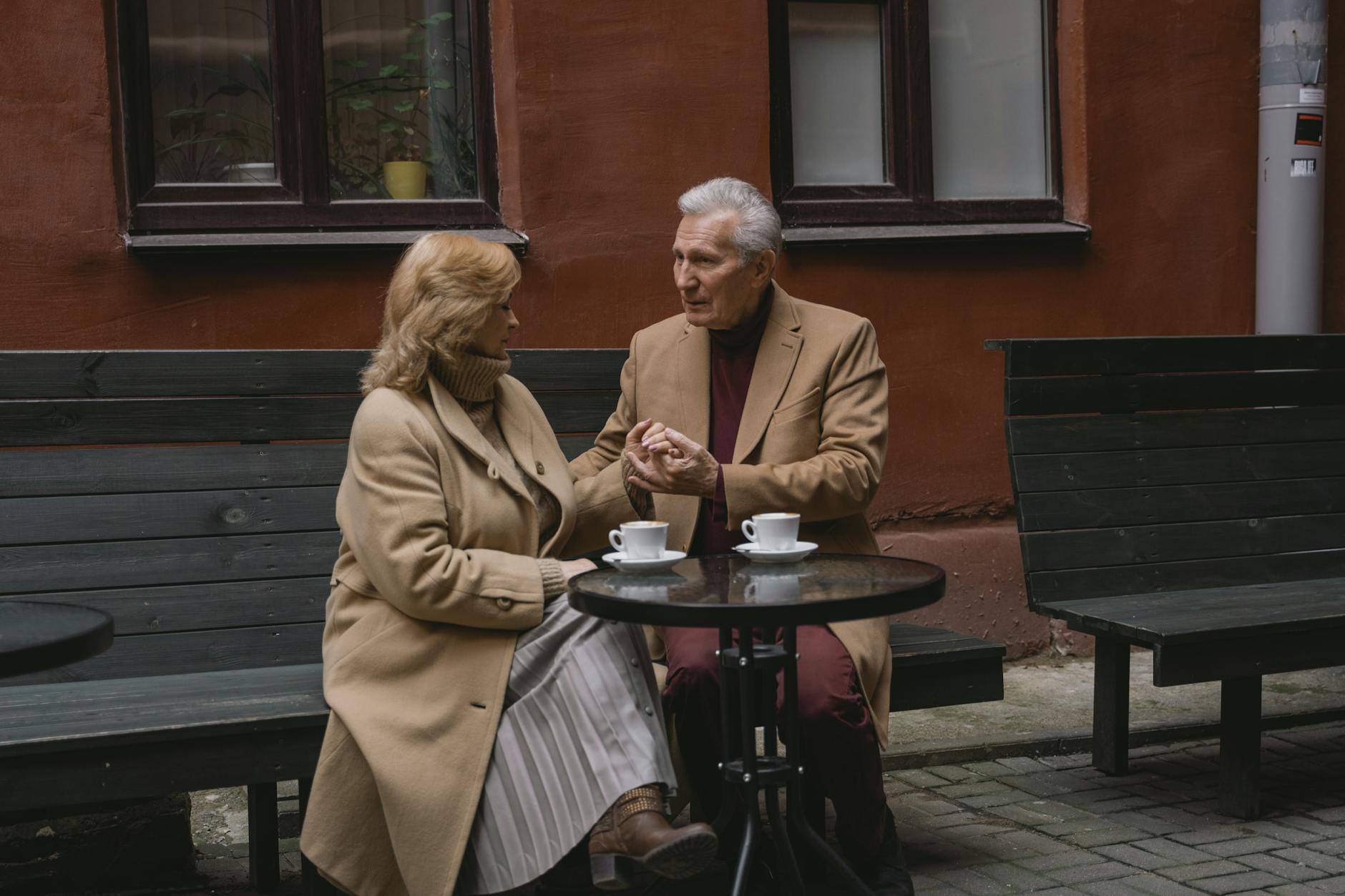Elderly Couple Garden Bench