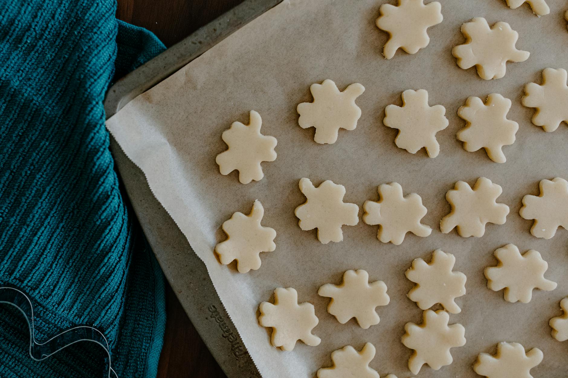 Grandmother baking cookies with family