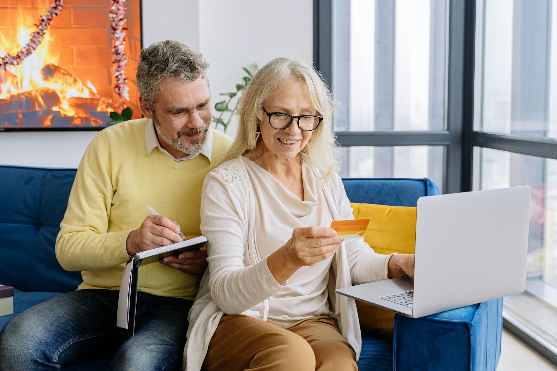 Young couple reviewing documents together