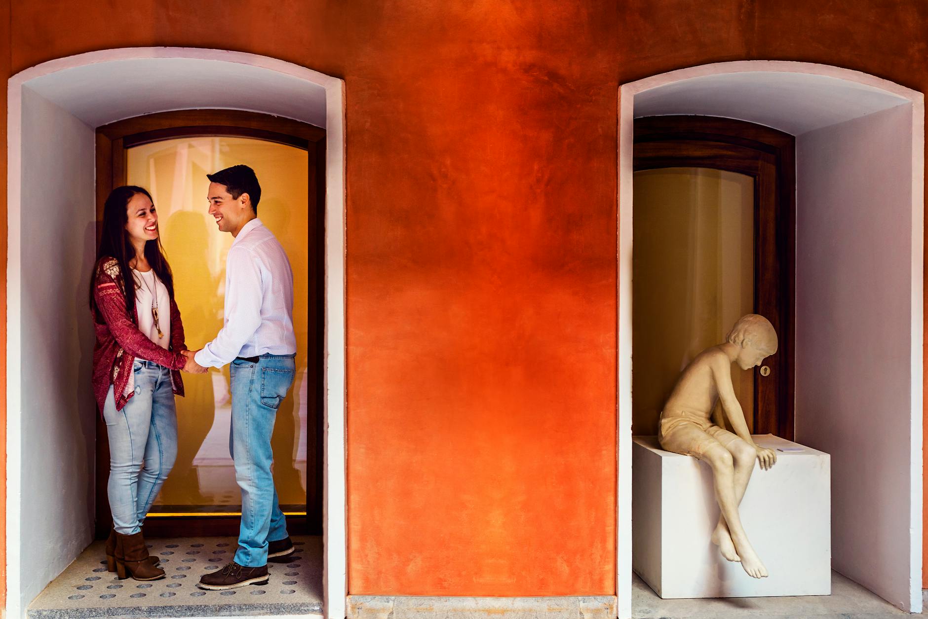Young couple reviewing documents together