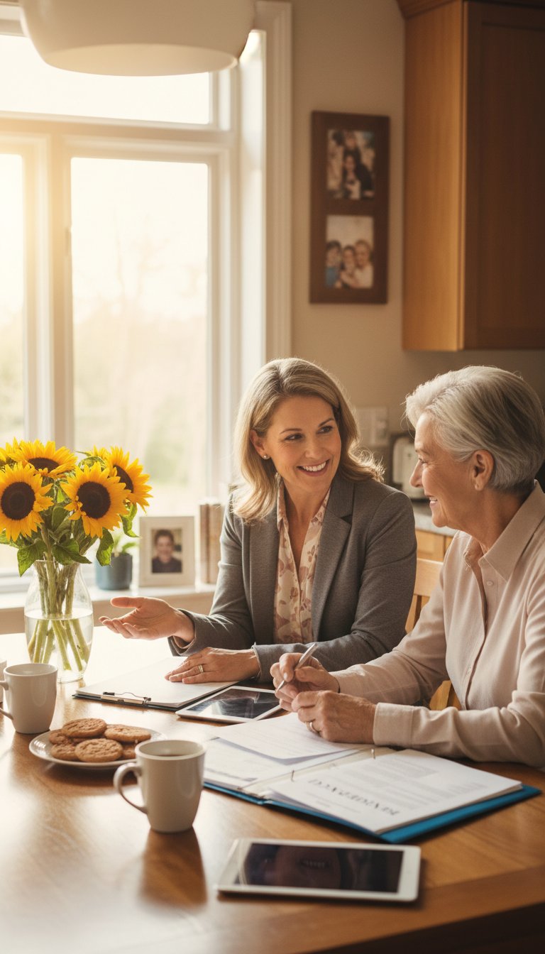 Senior reviewing insurance benefits